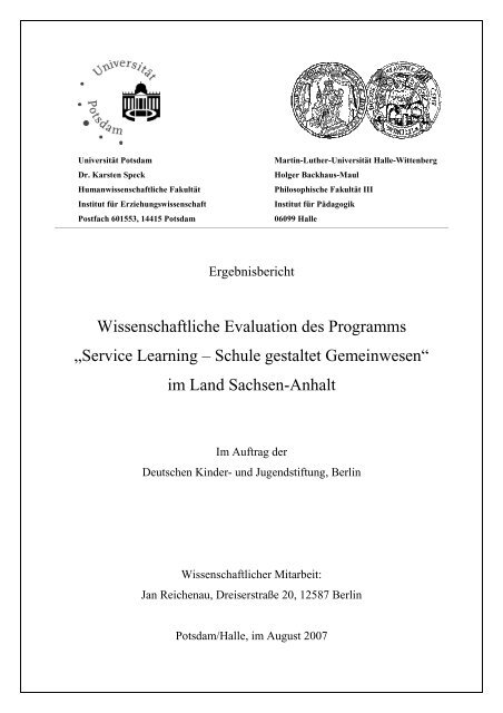 Evaluationsbericht Service Learning.pdf - Jugendnetz-Berlin.de