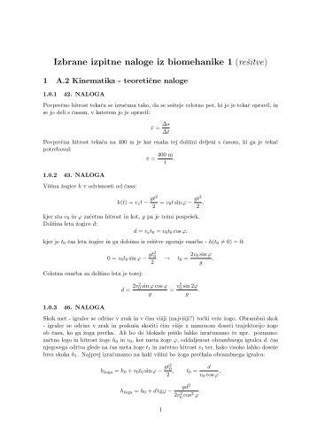 Izbrane izpitne naloge iz biomehanike 1 (reÅ¡itve) - Student Info