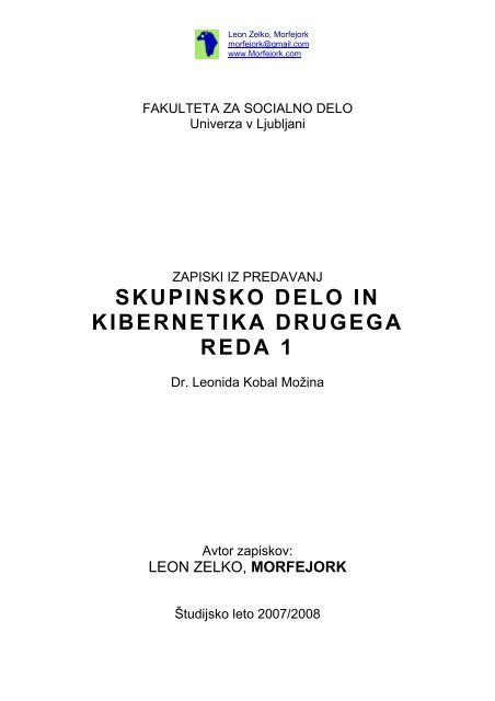 skupinsko delo in kibernetika drugega reda 1 - Student Info