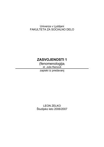 ZASVOJENOSTI 1 (fenomenologija) - Student Info
