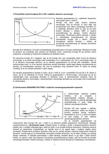 Monetarna eknomija - IS-LM krivulja - Student Info