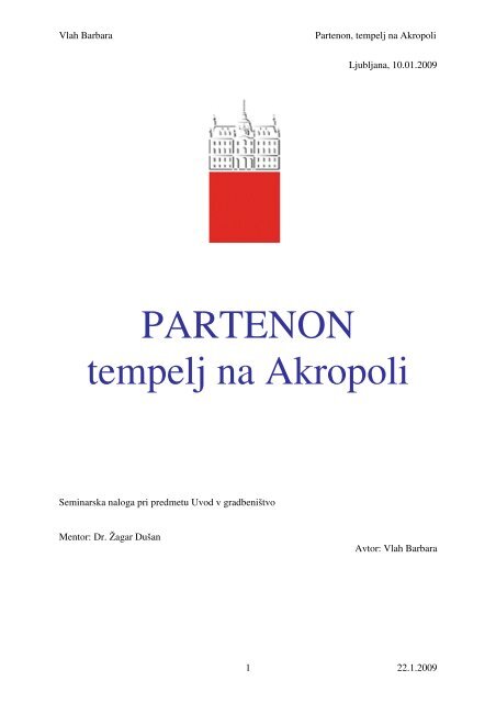 PARTENON tempelj na Akropoli - Student Info