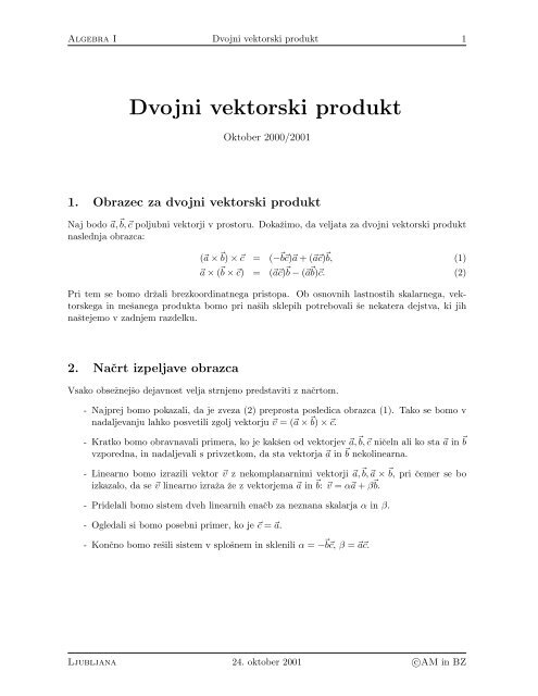 Dvojni vektorski produkt - Student Info