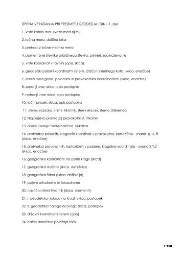 IZPITNA VPRAÅ ANJA PRI PREDMETU GEODEZIJA ... - Student Info