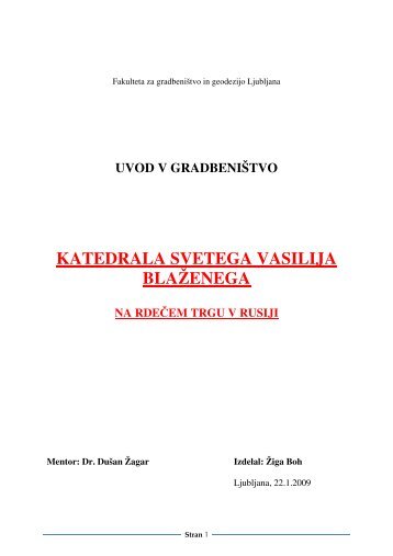 KATEDRALA SVETEGA VASILIJA BLAÅ½ENEGA - Student Info