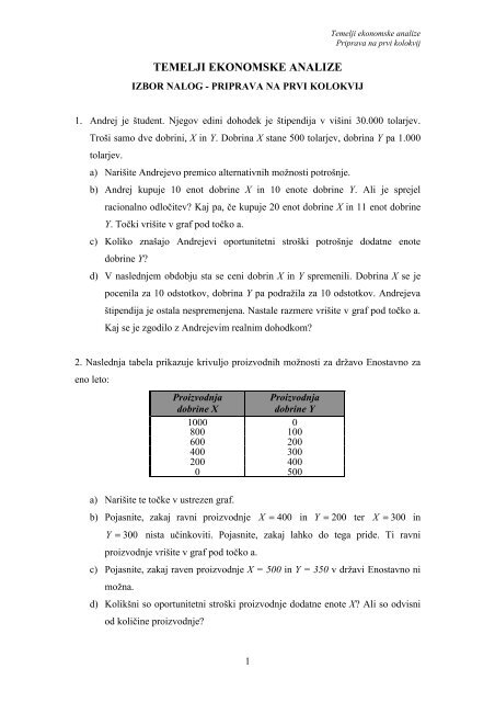 TEMELJI EKONOMSKE ANALIZE - Student Info