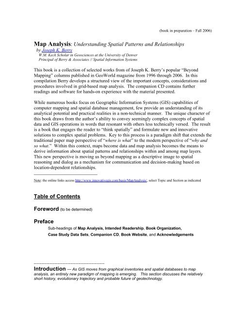 Map Analysis: Understanding Spatial Patterns and ... - Innovative GIS