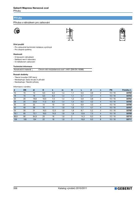 Geberit - Katalog nerezovÃ©ho potrubÃ­ (staÅ¾enÃ½ 2.6.2011) - Bernold