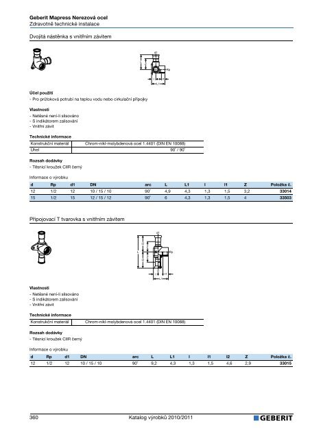 Geberit - Katalog nerezovÃ©ho potrubÃ­ (staÅ¾enÃ½ 2.6.2011) - Bernold