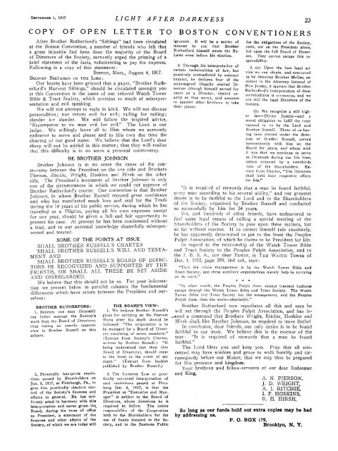 1917 Watchtower Bible Student Schism - A2Z.org
