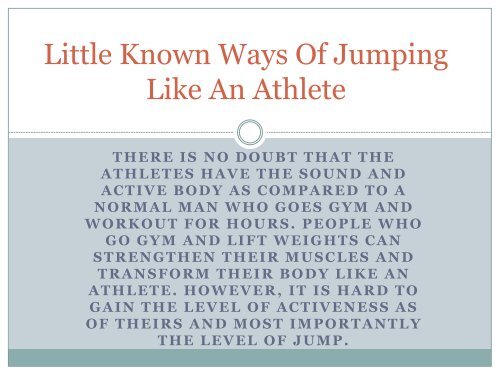 Little Known Ways Of Jumping Like An Athlete