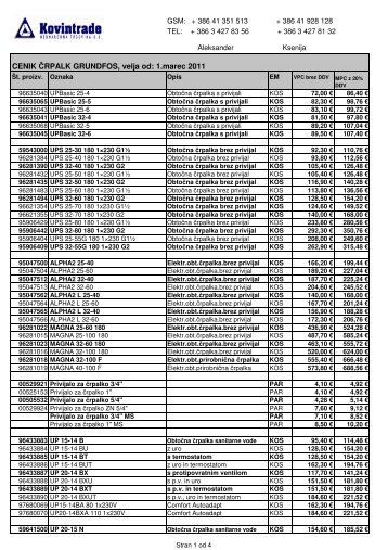 GRUNDFOS Cenik 1.3.2011 - Kovintrade