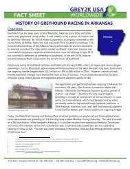 Fact Sheet: History of Greyhound Racing in Arkansas - Grey2K USA