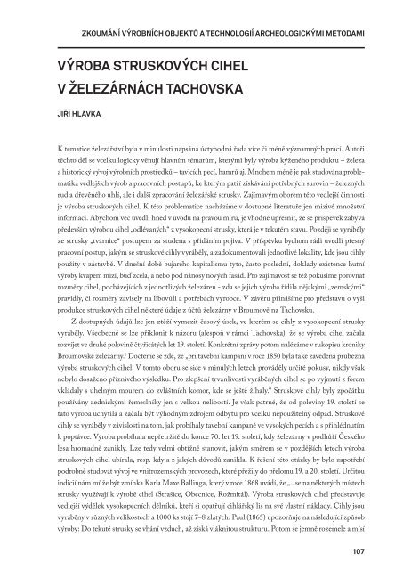 hlÃ¡vka, j.: vÃ½roba struskovÃ½ch cihel v Å¾elezÃ¡rnÃ¡ch tachovska