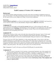 English Language AP Summer 2011 Assignments. Background ...