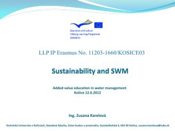 Sustainability and SWM - StavebnÃ¡ fakulta TUKE