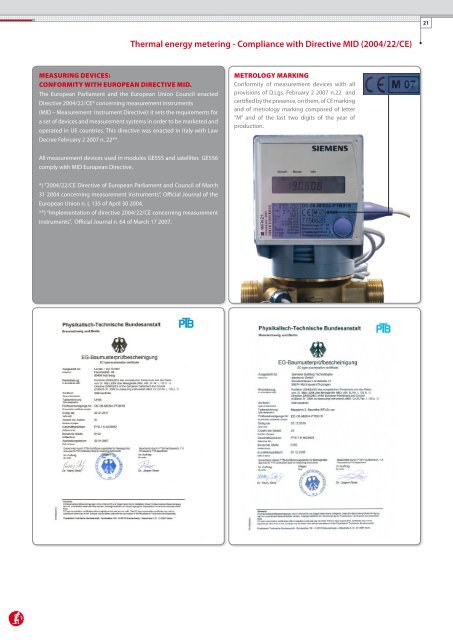 thermal energy metering system - general catalogue