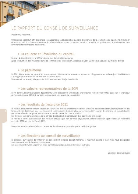 Rapport annuel - Pierre Avenir 3 - 2011 - BNP Paribas REIM