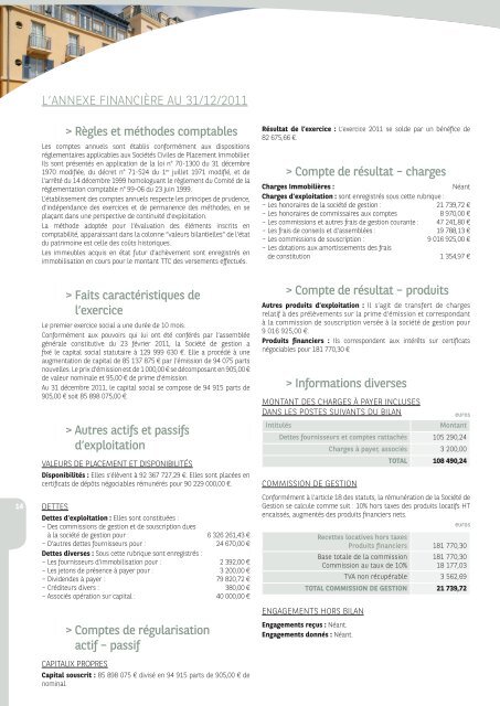 Rapport annuel - Pierre Avenir 3 - 2011 - BNP Paribas REIM