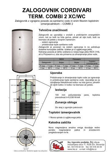 Zalogovnik Cordivari TERM. COMBI 2 XC/WC prospekt - Ika