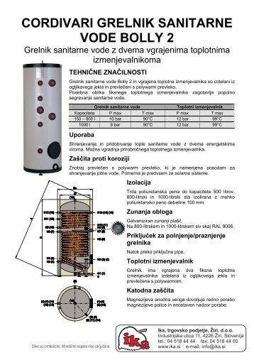 Grelnik tople vode Cordivari Bolly 2 - Ika