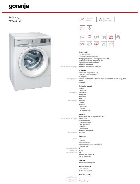 pralni stroj gorenje sensocare 5kg navosila, Pralni stroj Gorenje WP62S3  Petrol eShop - hadleysocimi.com