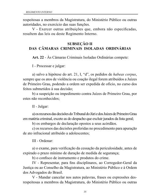 regimento interno - Tribunal de JustiÃ§a do Estado do Mato Grosso