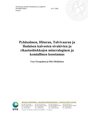 PyhÃ¤salmen, Hituran, Talvivaaran ja Ihalaisen ... - Arkisto.gsf.fi