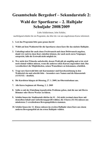Gesamtschule Bergedorf â Sekundarstufe 2: Wahl der Sportkurse ...