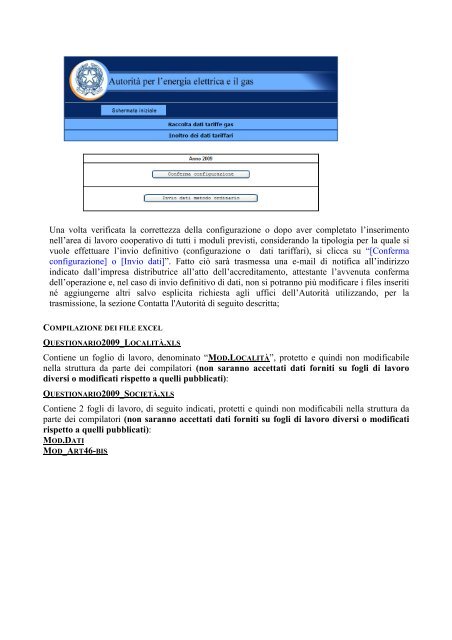 Istruzioni per la compilazione - AutoritÃ  per l'energia elettrica e il gas