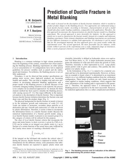 Using ASME format - Materials Technology