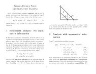 Second-Degree Price Discrimination Example 1 Benchmark analysis