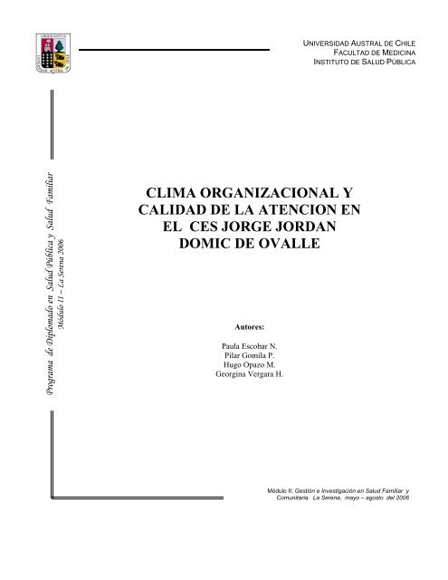 clima organizacional y calidad de la atencion en el ces jorge jordan ...