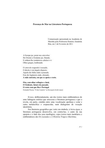 PresenÃ§a do Mar na Literatura Portuguesa Evoco ... - Academia