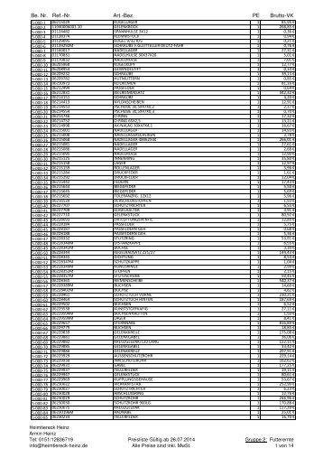 Preisliste 01.09.2011 Gruppe 2.pdf - Heimtiereck Heinz