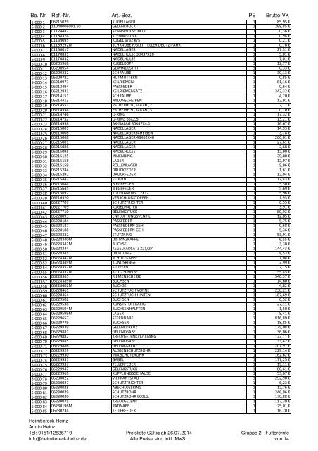 Preisliste 01.09.2011 Gruppe 2.pdf - Heimtiereck Heinz