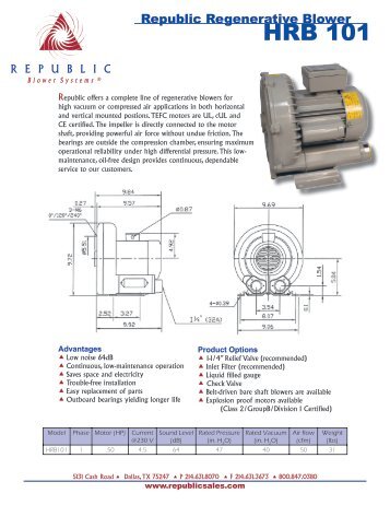 Republic Regenerative Blower HRB101