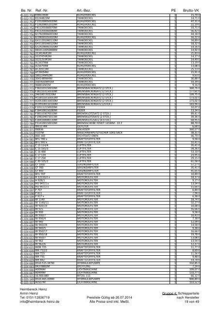 Preisliste 01.09.2011 Gruppe 4.pdf - Heimtiereck Heinz