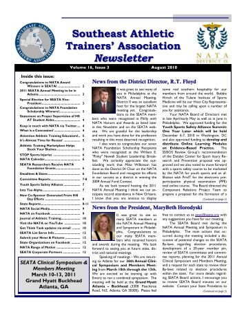 Southeast Athletic Trainers' Association Newsletter