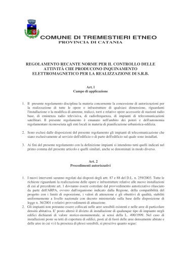 Regolamento inquinamento elettromagnetico - Comune di ...