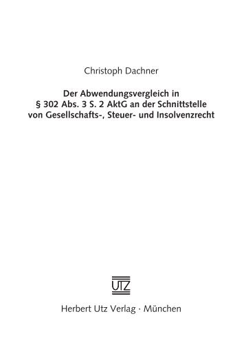 Christoph Dachner Der Abwendungsvergleich in ... - Buchhandel.de