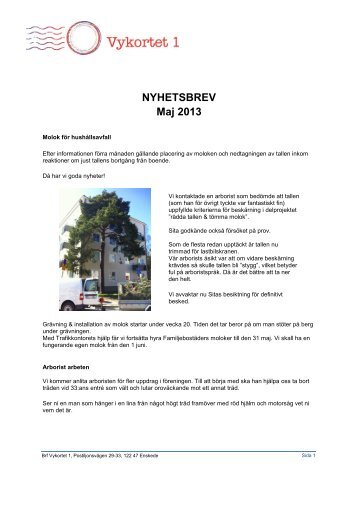 2013 05 Nyhetsbrev v 1.0.pdf - Brf Vykortet 1