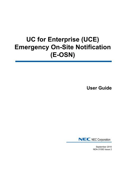 (UCE) Emergency On Site Notification (E-OSN) User Guide - NEC ...