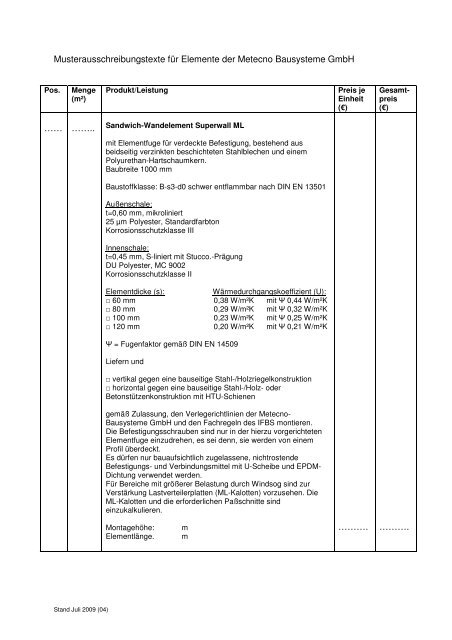 LV-Texte - Metecno Trading GmbH