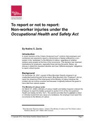 To report or not to report: Non-worker injuries under ... - Hicks Morley