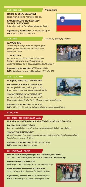 KNJIŽICA - PRIREDITVE (junij-september) - TIC Moravske Toplice
