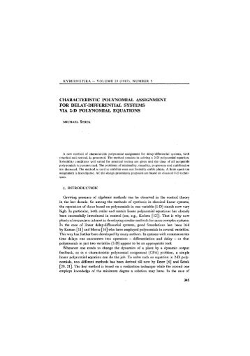 characteristic polynomial assignment for delay ... - Kybernetika