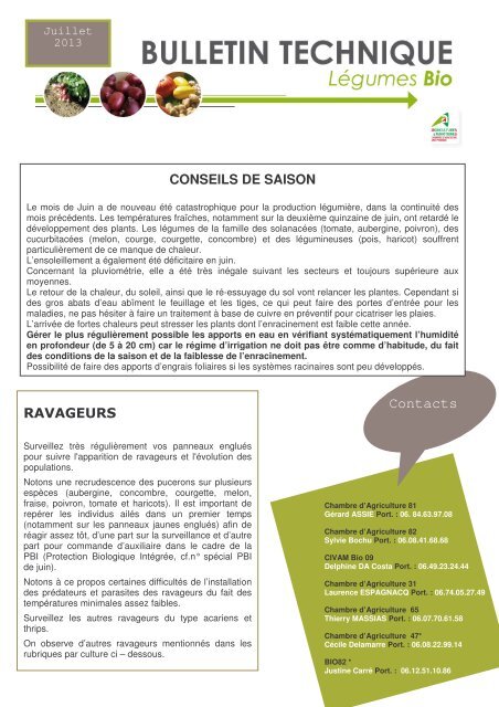 BT juillet 2013 - Chambre d'Agriculture de Haute-Garonne