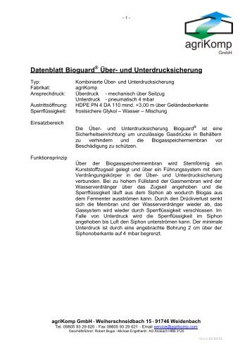 Datenblatt Bioguard Über- und Unterdrucksicherung - BiogaS