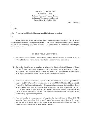 Tenders regarding Procurement of Electrical items - National ...